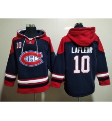 Men Montreal Canadiens #10 Guy Lafleur Navy Ageless Must-Have Lace-Up Pullover Hoodie