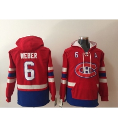 Men Montreal Canadiens Shea Weber 6 Red Stitched NHL Hoodie