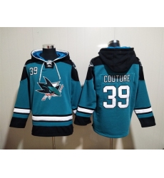 Men's San Jose Sharks #39 Logan Couture Teal Ageless Must-Have Lace-Up Pullover Hoodie