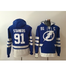 Men Tampa Bay Lightning 91 Steven Stamkos Blue NHL Hoodie