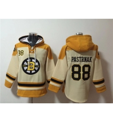 Men Boston Bruins 88 David Pastrnak Cream Ageless Must Have Lace Up Pullover Hoodie