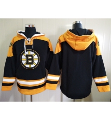 Men's Boston Bruins Blank Black Ageless Must-Have Lace-Up Pullover Hoodie
