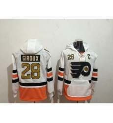 Men's Philadelphia Flyers 28 Claude Giroux White Stitched Hoody