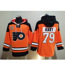 Men's Philadelphia Flyers #79 Carter Hart Orange Ageless Must-Have Lace-Up Pullover Hoodie