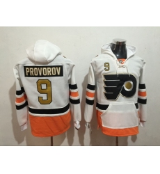 Men's Philadelphia Flyers 9 Ivan Provorov White Stitched Hoody