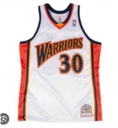 Warriors #30 Curry Throwback M&N White Jersey