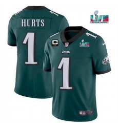 Men Women Youth Toddler Philadelphia Eagles 1 Jalen Hurts Green Super Bowl LVII Patch And 2 Star C Patch Vapor Untouchable Limited Stitched Jersey