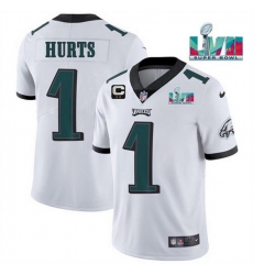 Men Women Youth Toddler Philadelphia Eagles 1 Jalen Hurts White Super Bowl LVII Patch And 2 Star C Patch Vapor Untouchable Limited Stitched Jersey
