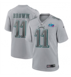 Men Women Youth Toddler Philadelphia Eagles 11 A J  Brown Grey Super Bowl LVII Patch Atmosphere Fashion Stitched Game Jersey