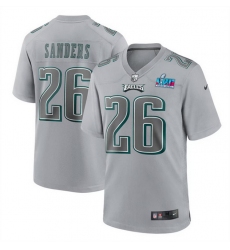 Men Women Youth Toddler Philadelphia Eagles 26 Miles Sanders Grey Super Bowl LVII Patch Atmosphere Fashion Stitched Game Jersey