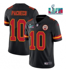Men Kansas City Chiefs 10 Isiah Pacheco Black Super Bowl LVII Patch Vapor Untouchable Limited Stitched Jersey