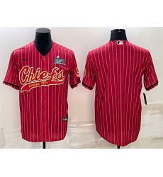 Men Kansas City Chiefs Blank Red With Super Bowl LVII Patch Cool Base Stitched Baseball Jersey