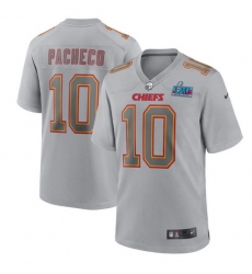 Men Women Youth Toddler Kansas City Chiefs 10 Isiah Pacheco Grey Super Bowl LVII Patch Atmosphere Fashion Stitched Game Jersey
