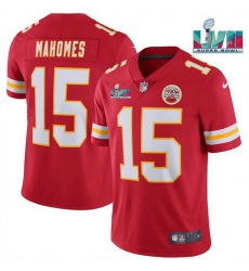 Men Women Youth Toddler Kansas City Chiefs 15 Patrick Mahomes Red Super Bowl LVII Patch Vapor Untouchable Limited Stitched Jersey