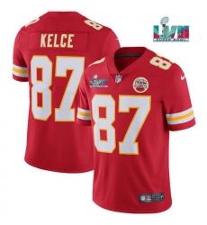 Men Women Youth Toddler Kansas City Chiefs 87 Travis Kelce Red Super Bowl LVII Patch Vapor Untouchable Limited Stitched Jersey