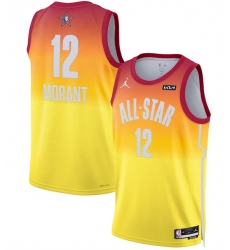 Men 2023 All Star 12 Ja Morant Orange Game Swingman Stitched Basketball Jersey