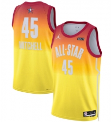Men 2023 All Star 45 Donovan Mitchell Oraange Game Swingman Stitched Basketball Jersey