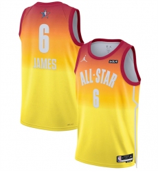 Men 2023 All Star 6 LeBron James Orange Game Swingman Stitched Basketball Jersey