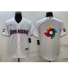 Men Dominican Republic Baseball 2023 White World Baseball Big Logo Classic Replica Stitched Jersey