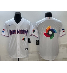 Men Dominican Republic Baseball 2023 White World Baseball Big Logo With Patch Classic Replica Stitched Jersey
