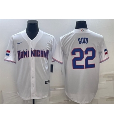 Men Dominican Republic Baseball 22 Juan Soto 2023 White World Baseball Classic Stitched Jersey