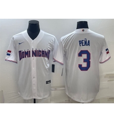 Men Dominican Republic Baseball 3 Jeremy Pe F1a 2023 White World Baseball Classic Stitched Jersey