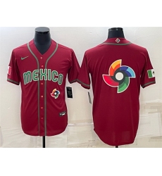 Men Mexico Baseball 2023 Red World Baseball Big Logo Classic Replica Stitched Jersey