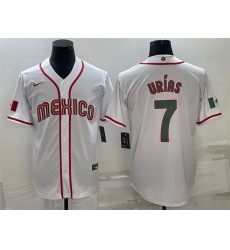 Men Mexico Baseball 7 Julio Ur EDas 2023 White World Baseball Classic Stitched Jersey