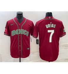 Men Mexico Baseball 7 Julio Urias 2023 Red World Baseball Classic Stitched Jersey