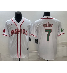 Men Mexico Baseball 7 Julio Urias 2023 White World Baseball Classic Stitched Jersey