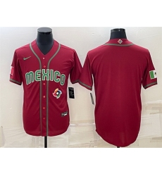Men Mexico Baseball Blank 2023 Red World Baseball Classic Replica Stitched JerseyS
