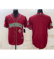 Men Mexico Baseball Blank 2023 Red World Baseball With Patch Classic Replica Stitched Jersey