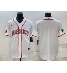 Men Mexico Baseball Blank 2023 White World Baseball Classic Stitched Jersey