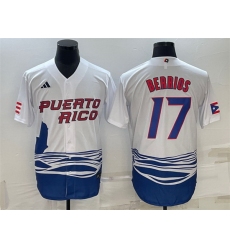 Men Puerto Rico Baseball 17 Jos E9 Berr EDos 2023 White World Baseball Classic Replica Stitched Jersey