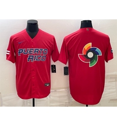 Men Puerto Rico Baseball 2023 Red World Baseball Big Logo Classic Replica Stitched Jersey
