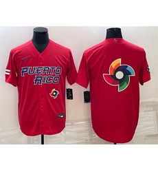 Men Puerto Rico Baseball 2023 Red World Baseball Big Logo Classic Replica Stitched Jerseys