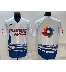 Men Puerto Rico Baseball 2023 White World Baseball Big Logo Classic Replica Stitched Jersey