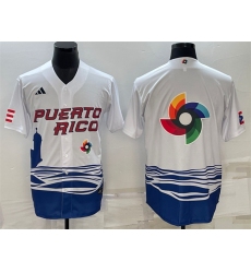 Men Puerto Rico Baseball 2023 White World Baseball Big Logo Classic Replica Stitched JerseyS