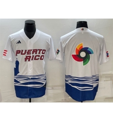Men Puerto Rico Baseball 2023 White World Baseball Big Logo With Patch Classic Replica Stitched Jersey