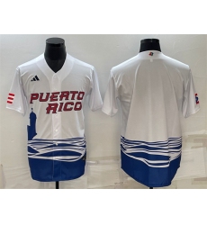 Men Puerto Rico Baseball Blank 2023 White World Baseball Classic Replica Stitched Jersey