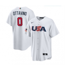 Men USA Baseball 0 Adam Ottavino 2023 White World Baseball Classic Replica Stitched Jersey
