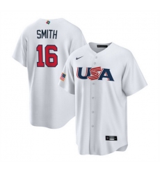 Men USA Baseball 16 Will Smith 2023 White World Baseball Classic Replica Stitched Jersey
