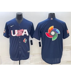 Men USA Baseball 2023 Navy World Baseball Big Logo Classic Replica Stitched JerseyS