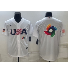 Men USA Baseball 2023 White World Baseball Big Logo Classic Replica Stitched Jersey