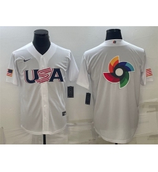 Men USA Baseball 2023 White World Baseball Big Logo Classic Replica Stitched Jerseys