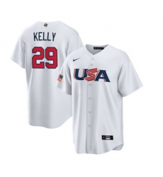 Men USA Baseball 29 Joe Kelly 2023 White World Baseball Classic Replica Stitched Jersey