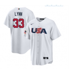 Men USA Baseball 33 Lance Lynn 2023 White World Baseball Classic Replica Stitched Jersey