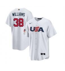 Men USA Baseball 38 Devin Williams 2023 White World Baseball Classic Replica Stitched Jersey