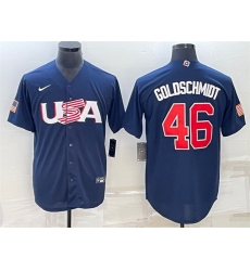 Men USA Baseball 46 Paul Goldschmidt 2023 Navy World Baseball Classic Replica Stitched Jersey