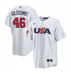 Men USA Baseball 46 Paul Goldschmidt 2023 White World Baseball Classic Replica Stitched Jersey